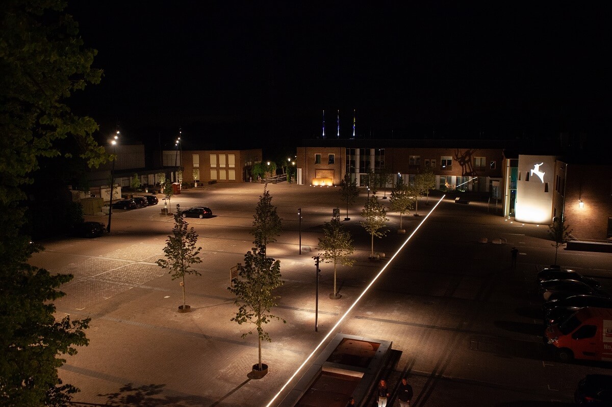Bovenaanzicht verlichting gemeenteplein Putten